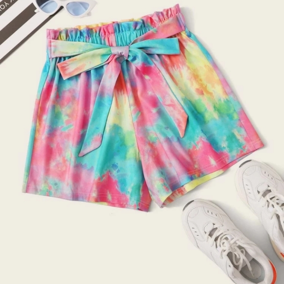 Pants - 🆕 Arrival🧡🌈 Tie Dye Tie Front Shorts 💕